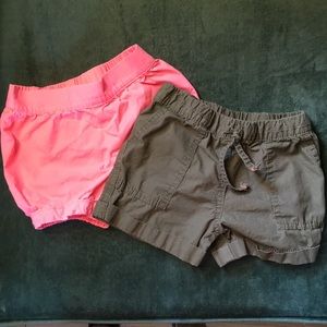 2 pairs of Carters Girls 4T Shorts. Green&pink